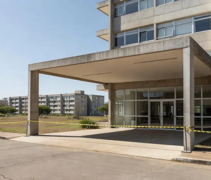 Prédio residencial em Brasília com isolamento policial após invasão