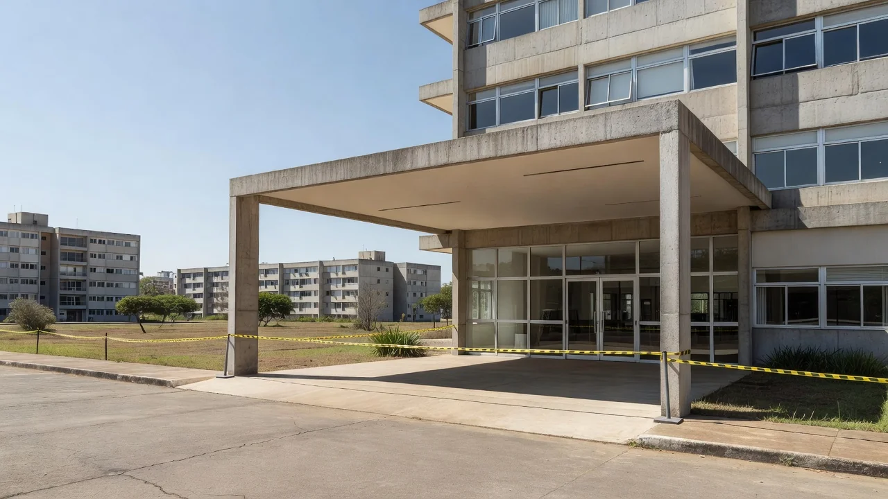 Prédio residencial em Brasília com isolamento policial após invasão
