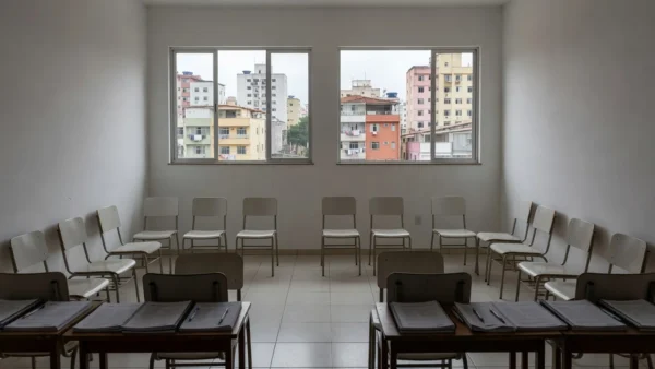 Sala de treinamento para agentes de atendimento à população em situação de rua no Brasil