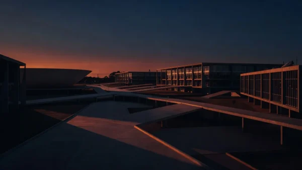 Campus da UnB em tons escuros representando resistência e rankings
