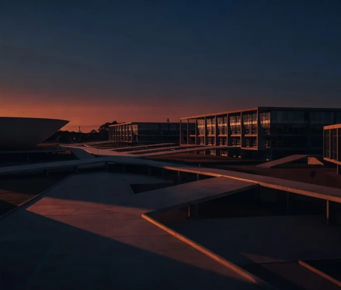 Campus da UnB em tons escuros representando resistência e rankings