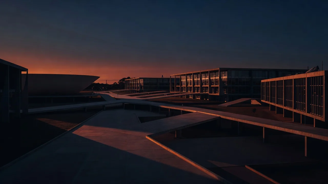 Campus da UnB em tons escuros representando resistência e rankings