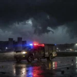 Viatura do CBMDF em atendimento a ocorrências de chuva e vento em Brasília